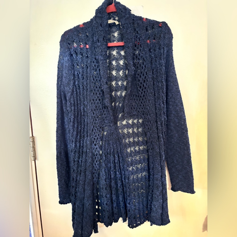 Soft Surroundings Deep Blue Open-Knit Cardigan PL